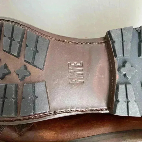 NEW FRYE Bowery Lace Up Side Zip Brown Cognac Leather Boot Men’s Size 10D - Picture 10 of 10